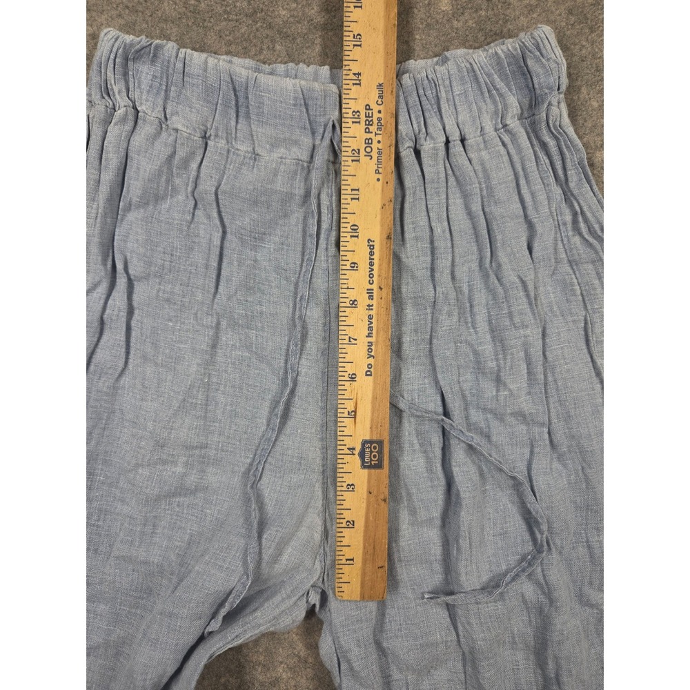 Tempo Paris 100% Linen Wide Leg Pants Blue Made in Italy Art 1502E Medium - Picture 5 of 10